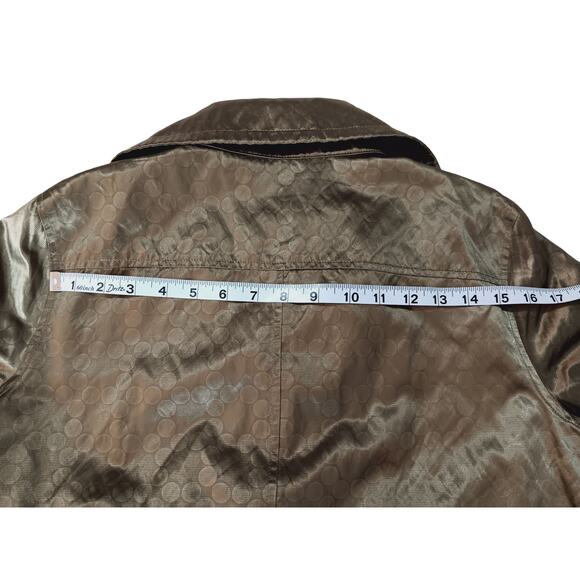 CHICO'S 1 Jacket Windbreaker Medium Pockets Satin Khaki Green Transition‎ Basic - Picture 5 of 11